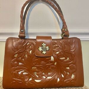 Patricia Nash Tan Floral Satchel